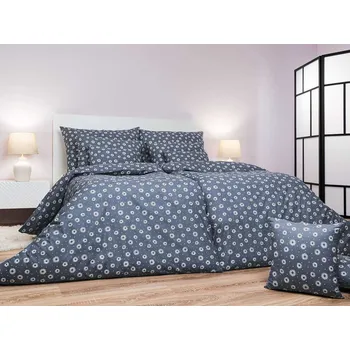 Povlečení Šedé bavlněné povlečení 140x220 + 70x90 Knoflík
