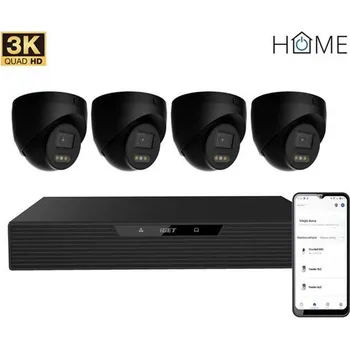 Kompletní kamerový systém iGET HOME N85P4 - kamerový NVR PoE set 3K rozlišení, 8CH NVR + 4x kamera se zvukem, IR a LED