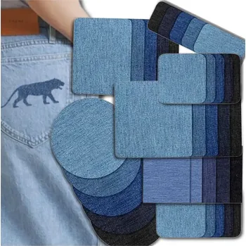 Nášivka Sada 30 džínových nášivek TERMO PATA, termo aplikace, modrá barva, snadno vystřižitelné