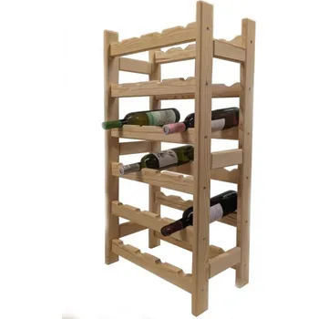 Stojan na víno Dřevěný stojan na lahve vína do kuchyně / sklepa / spíže, na 24 lahví, 44x90x25 cm