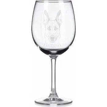 Sklenice Sklenice na víno s gravírovaným motivem – Belgický ovčák Malinois