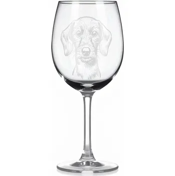 Sklenice Sklenice na víno s gravírovaným motivem – Drsnosrstý jezevčík