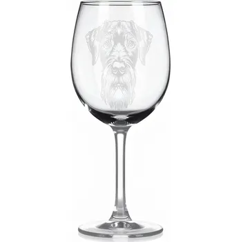 Sklenice Sklenice na víno s gravírovaným motivem – německý ohař drátosrstý