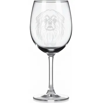 Sklenice Sklenice na víno s gravírovaným motivem – Pekinéz dlouhosrstý