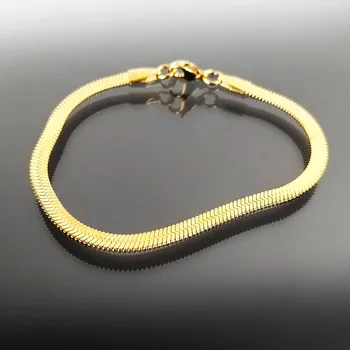 Náramek Pozlacený ocelový náramek plochý hádek 0,4 cm č. 1409