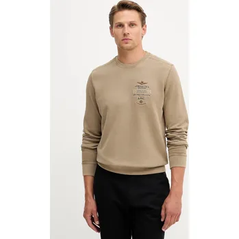 Pánská móda Bavlněná mikina Aeronautica Militare FE2054UF00665 béžová 80X, vel. XXL