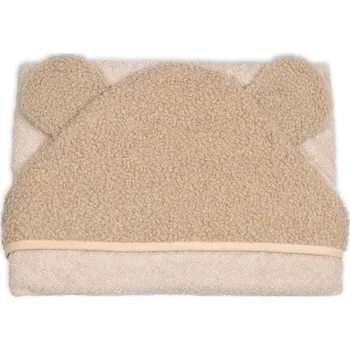 Baby Nellys Kojenecká osuška s kapucí a oušky Boucle 80x80 cm froté Béžová/hnědá