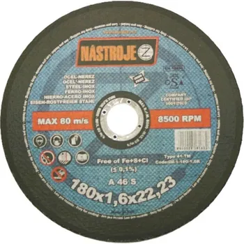 Řezný kotouč Kotouč řezný 180x1,6x22 na ocel a nerez 100 ks v bal.