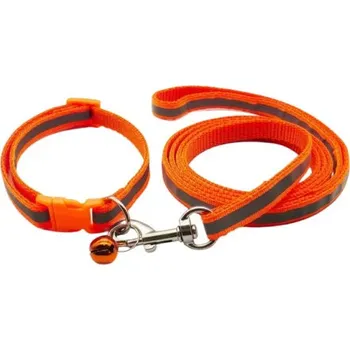Vodítko pro psa Sada obojek s vodítkem pro štěně oranžová reflex