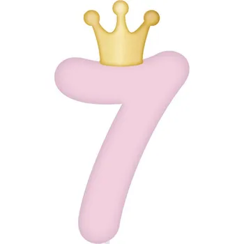 Dortová svíčka Svíčka dortová světle růžová s korunkou číslo 7