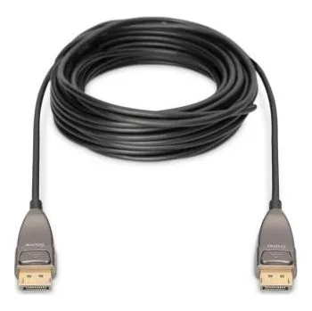 Video kabel Digitus DisplayPort AOC hybrid-fiber connection cable M/M, 15m, UHD 8K@60Hz, CE, gold, bl