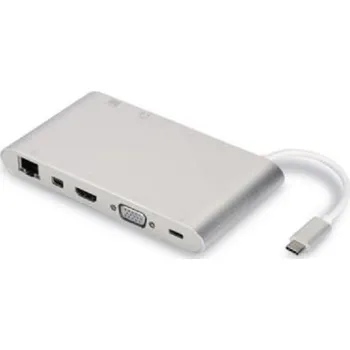 DIGITUS Universal Docking Station, USB 3.1 Type C, 4K,HDMI,MiniDP,VGA,1x USB 3.1 C PD,3x USB3.0,RJ45, MicroSD,SD/MMC,al