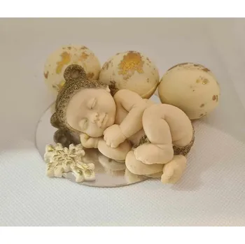 Jedlá dekorace na dort Čokoládová figurka miminko , koule , křížek - zlatý