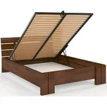 Zvýšená postel s úložným prostorem z masivu borovice Arhus Rozměr: 200x200, Odstín moření: Ořech