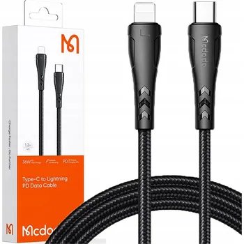 Datový kabel Kabel McDodo USB-C na Apple Lightning, 1,2 m, černý