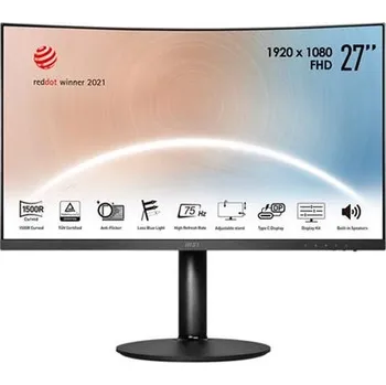 Počítačové příslušenství MSI monitor Modern MD271CP, 27" zakřivený/1920 x 1080 (FHD)/VA/4ms/3000:1/250cd / m2/ HDMI/USB C/černá