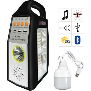 Dekorativní svítidlo Multifunkční solární LED lampa s reproduktorem a powerbankou Kemp