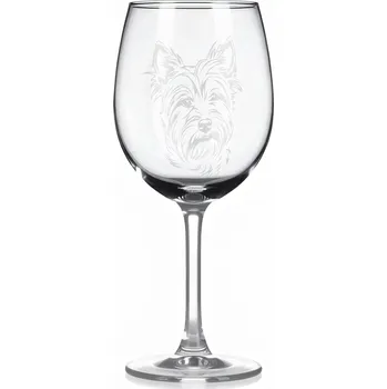 Sklenice Sklenice na víno s gravírovaným motivem – West Highland White teriér