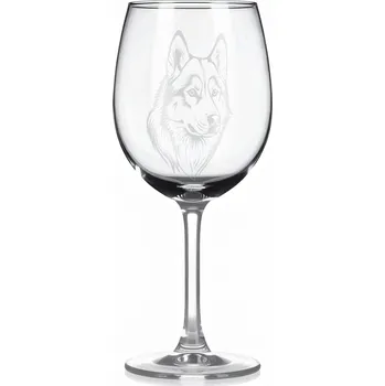 Sklenice Sklenice na víno s gravírovaným motivem – Husky Malamut Mix – 2