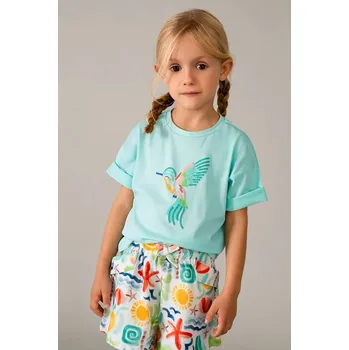 Dětské bavlněné tričko Mayoral 3016.6K.Mini.PPY2 tyrkysová 65X, vel. 128