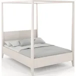 Postel s baldachýnem Canopy - masiv buk Rozměr: 200x200, Odstín moření: Bílá
