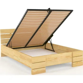 Postel Prodloužená postel z masivu borovice Sandemo s úložným prostorem Rozměr: 120x220, Odstín moření: Borovice přírodní