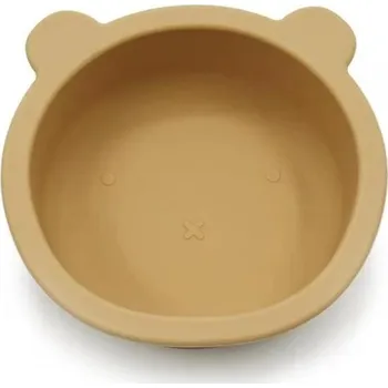 dětská miska BocioLand Silikonová miska s přísavkou Medvídek 12 cm Hořčicová