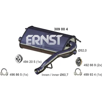 Tlumič výfuku Zadní tlumič výfuku ERNST 309004