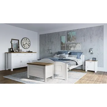 Postel Manželská postel Merlin 2 - masiv borovice Rozměr: 140x200, Odstín: Borovice přírodní