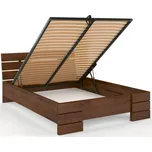 Prodloužená postel z masivu borovice Sandemo s úložným prostorem Rozměr: 160x220, Odstín moření: Ořech