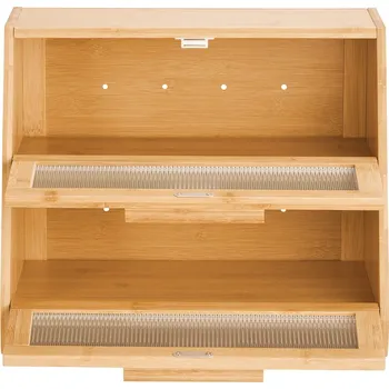 Vevor Chlebník dvouvrstvý bambusový, velká kapacita, akrylová dvířka