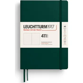 Diář Leuchtturm 1917, Tečkovaný zápisník v pevné vazbě Leuchtturm 1917 A5, 411 stran, lesní zelená - Formadore