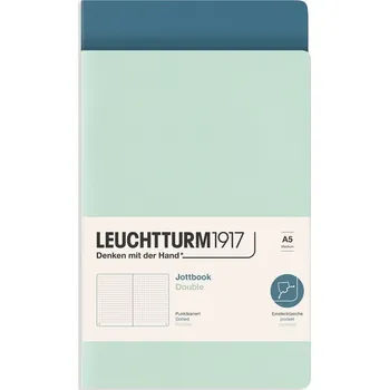 Diář Leuchtturm 1917, Zápisníky tečkované v deskách flex Jottbook A5 mátový a šedomodrý 80 g/m², 2 ks - Formadore