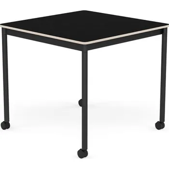 Muuto, Stůl na kolečkách Base čtvercový laminovaný nohy černé 80 cm černý - Formadore