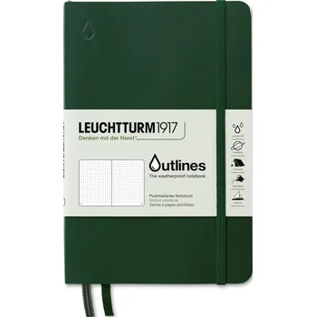 Diář Leuchtturm 1917, Tečkovaný zápisník v ohebné vazbě Outlines B6+, 89 stran, zelený, 150 g/m² - Formadore