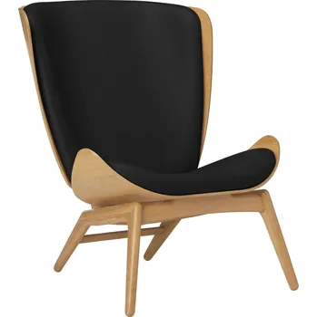 Obývací pokoj Umage, Křeslo The Reader Hope kožené na dubových nožkách černé - Formadore