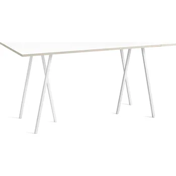 Jídelní stůl Hay, Stůl Loop Stand vysoký zesílená bílá laminátová deska stolu bílé nohy 200 cm - Formadore