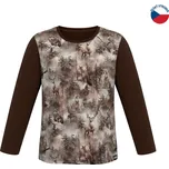 ZÁHOŘÍ Rudel ZÁHOŘÍ Dětské tričko dlouhý rukáv - hnědé se zvířátky Velikost: 146