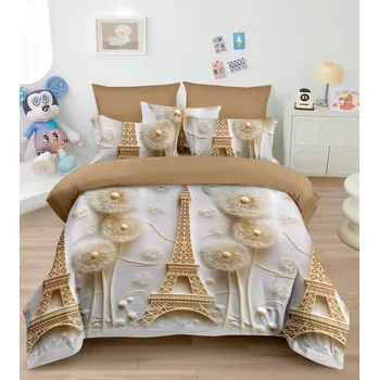 Povlečení NOVINKA 2026 ! Exkluzivní oboustranné Bavlněné povlečení s 3D efektem 140x200/70x90 cm - EIFFELOVKA