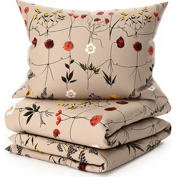 Povlečení Textilomanie Herbář mikroplyš béžové 140 x 220, 70 x 90 cm zipový uzávěr