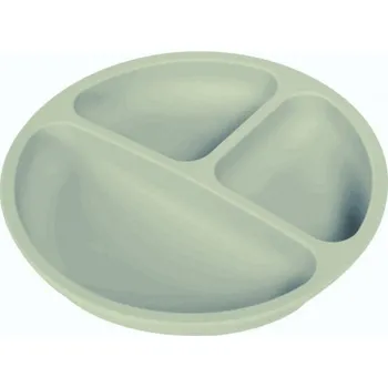 dětský talíř BocioLand Silikonový talíř tříkomorový Šedomodrý
