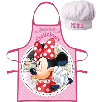 EUROSWAN • Dívčí / detská zástěra s kuchařskou čepicí Minnie Mouse - Disney - motiv Delicious - pro děti 3 - 8 let