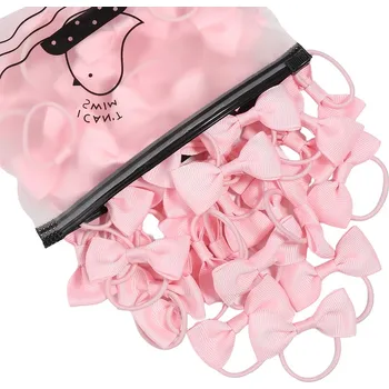 Ozdoba do vlasů Sada 20ks růžových gumiček do vlasů s mašlí, ruční výroba, rozměry 5,3 cm x 2,5 cm