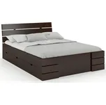 Zvýšená postel s úložným prostorem Sandemo Drawers - masiv borovice Rozměr: 180x200, Odstín moření: Palisander