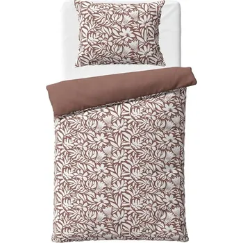 BedTex Květinová harmonie hnědá 140 x 200, 70 x 90 cm zipový uzávěr