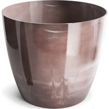 Mramorovaný plastový květináč Aga Marmur – hnědý, 16 × 14,5 cm