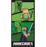 Halantex • Bavlněná plážová osuška Minecraft - motiv Creeper Fight × Alex a Steve - 100% bavlna - 70 x 140 cm