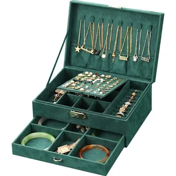 Šperkovnice Elegantní šperkovnice CA7 organizér na bižuterii, zelená