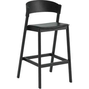 Barová židle Muuto, Barová židlička Cover s čalouněným sedákem 75 cm černá - Formadore