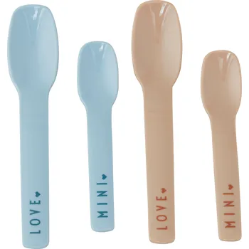 Příbor Design Letters, Dětské lžičky Mini Favourite modro-béžové 4 ks - Formadore